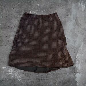 Vintage Ann Taylor Loft silk skirt office siren dark academia 90s polka dot